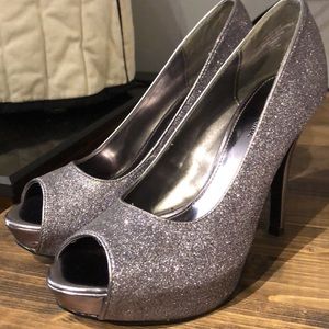 Pewter glitter heels